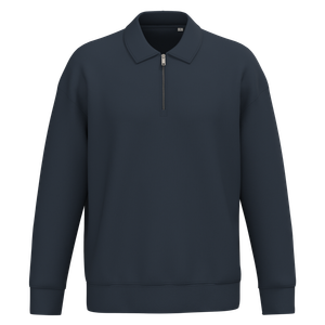 Eco-Friendly Unisex Dropped Shoulders Quarter Zipper Sweatshirt With Polo Collar, miniatyr 4